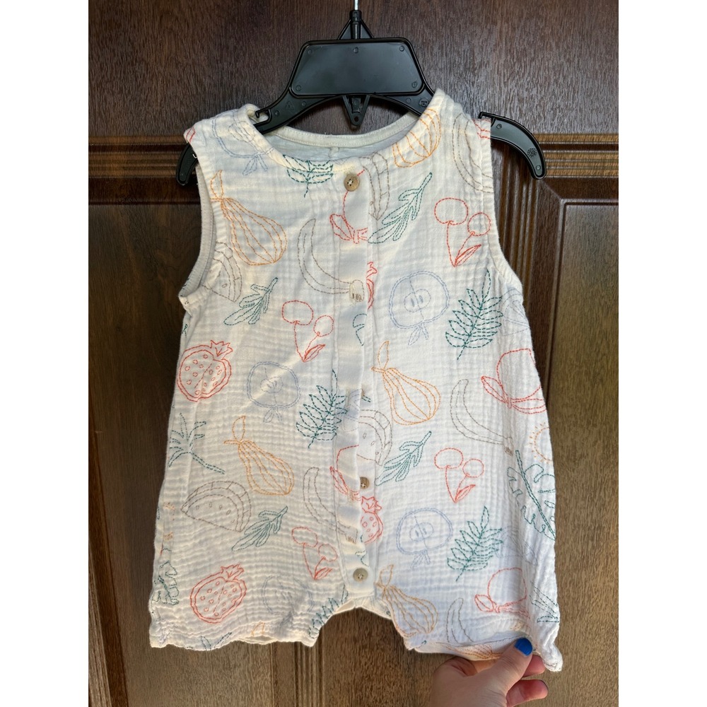 Zara‎ Kids Baby Boys Girls Linen Light Fruit Farmers Market Short Romper 12-18M